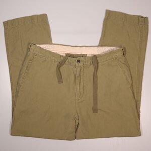 Polo Ralph Lauren Pants Suiffield Fit Green Linen Blend Drawstring Mens 34 x 30"